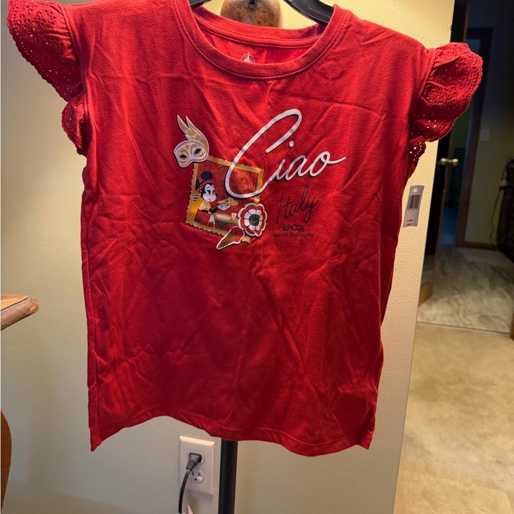 Epcot Italy Girls Shirt, Red with Minnie Design